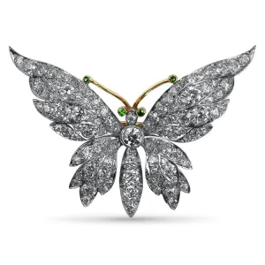Estate Platinum 18K Yellow Gold Edwardian Diamond Butterfly Brooch