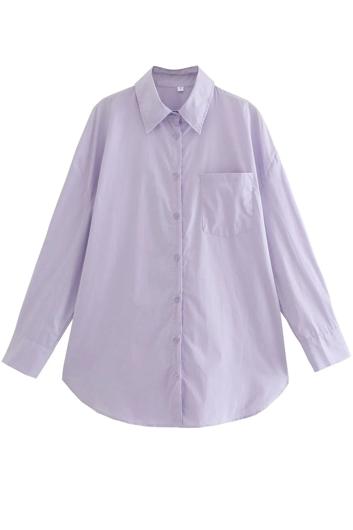 ESTHER Oversized Button-Down Pocket Shirt (Lilac)