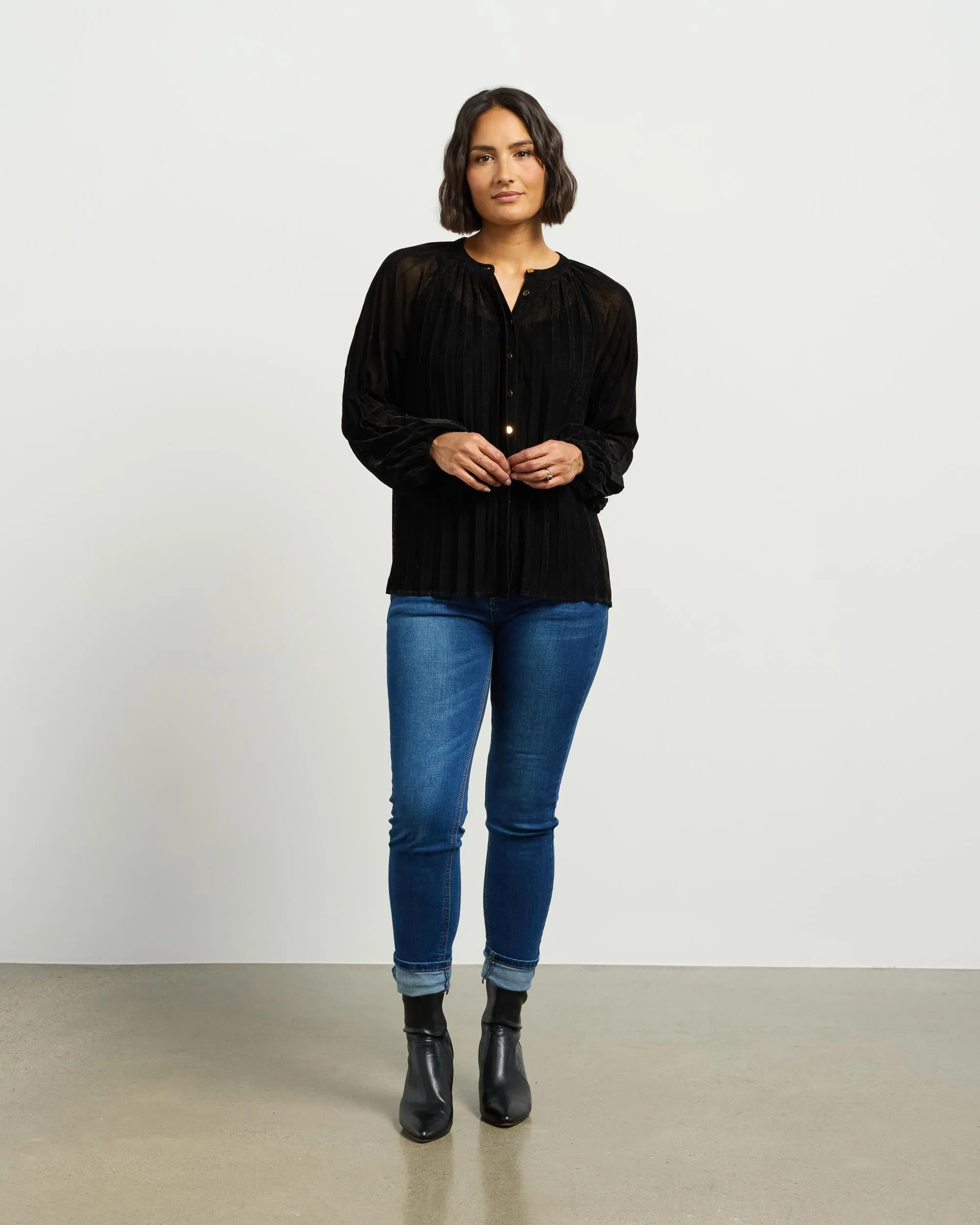 et alia Amelia Blouse - Black Velvet Mesh