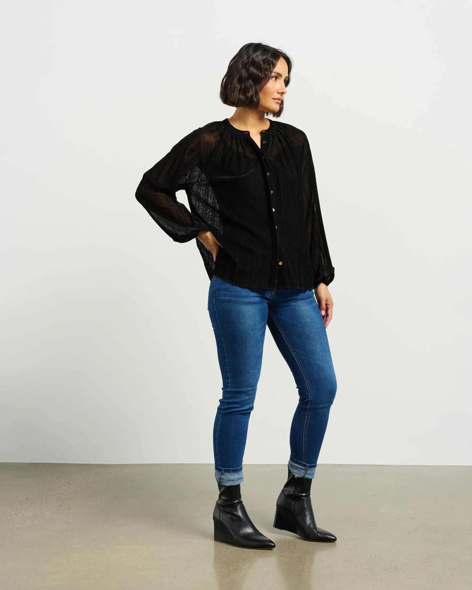 et alia Amelia Blouse - Black Velvet Mesh
