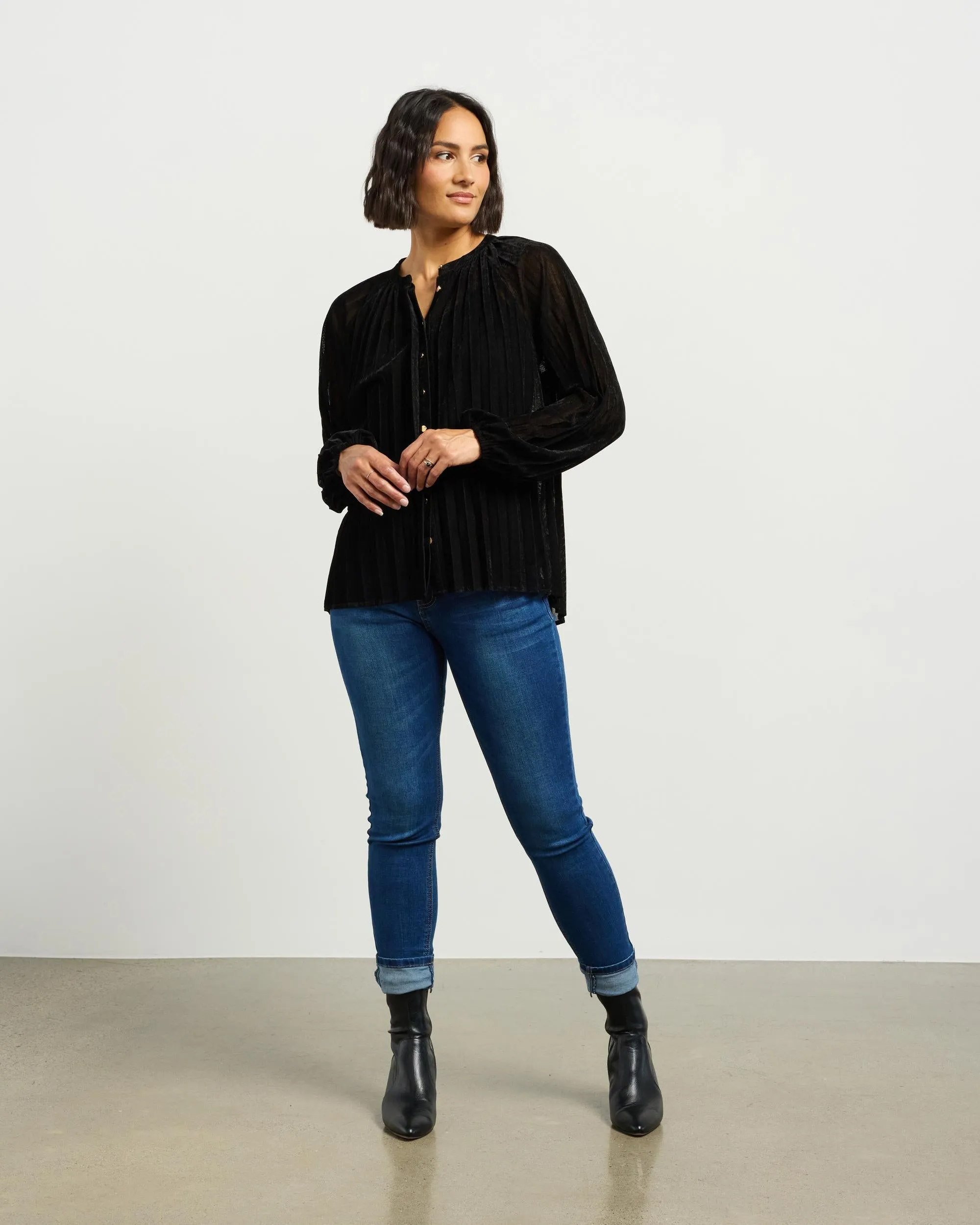 et alia Amelia Blouse - Black Velvet Mesh