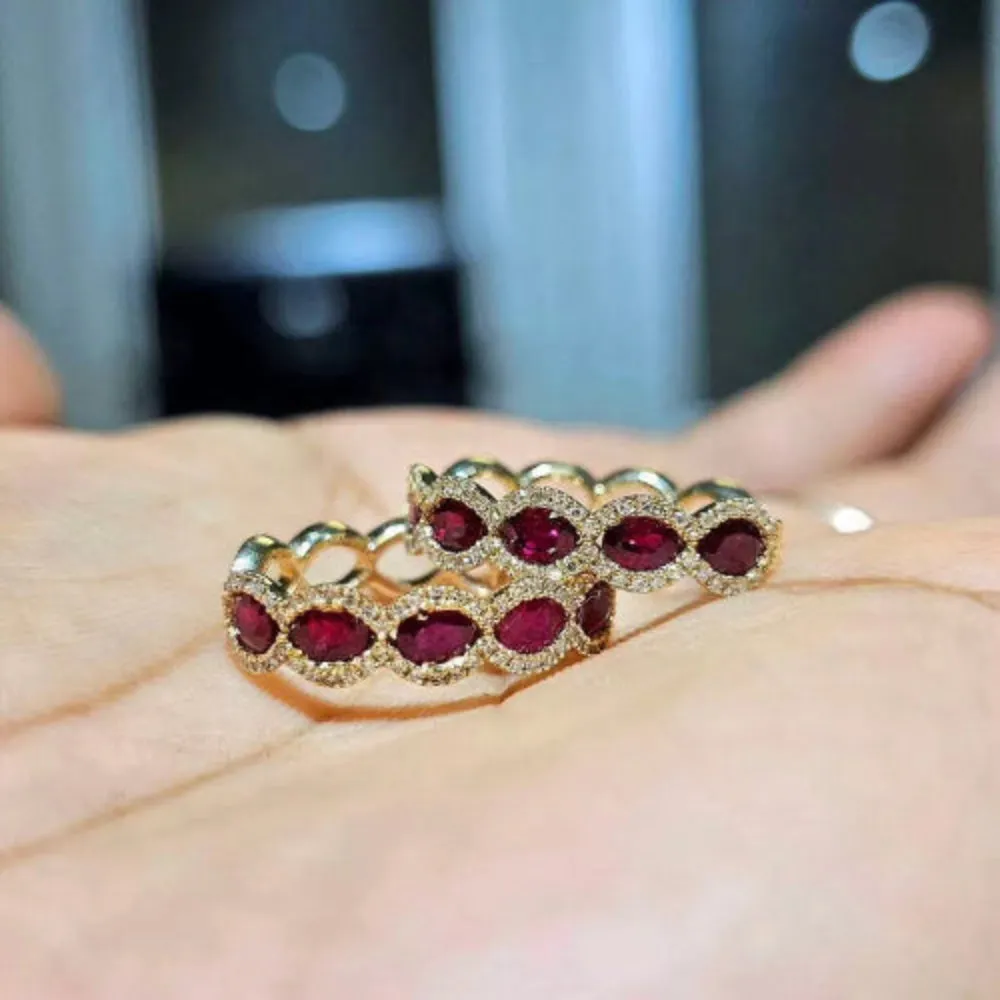 Eternal Natural Ruby Diamond Hoop Earrings