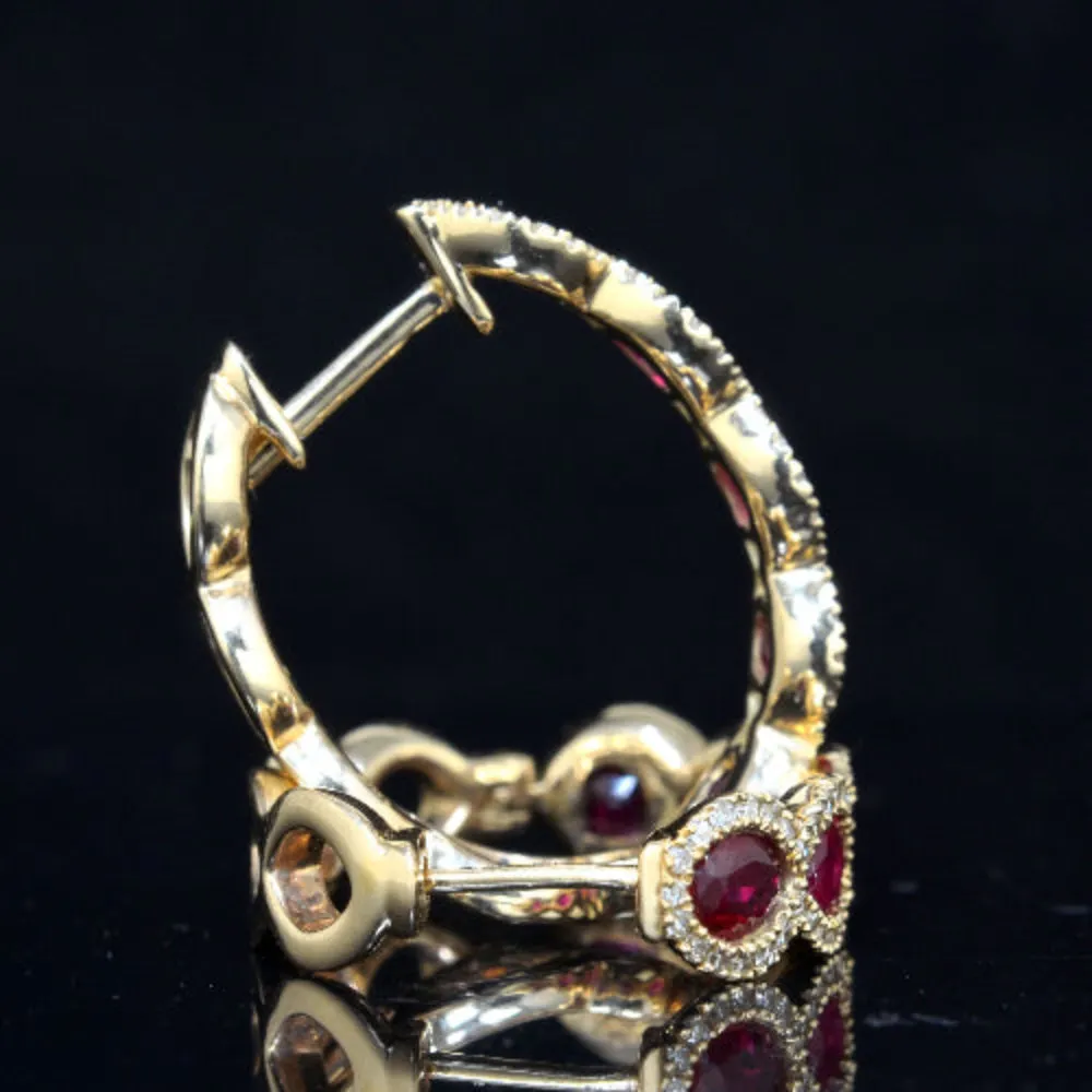 Eternal Natural Ruby Diamond Hoop Earrings