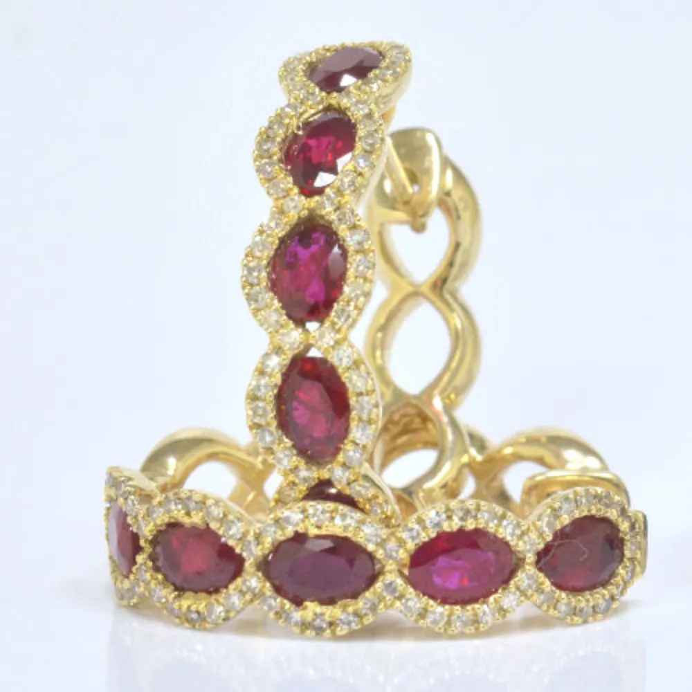 Eternal Natural Ruby Diamond Hoop Earrings