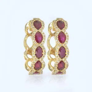 Eternal Natural Ruby Diamond Hoop Earrings