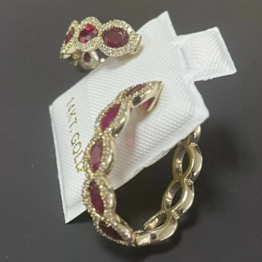 Eternal Natural Ruby Diamond Hoop Earrings