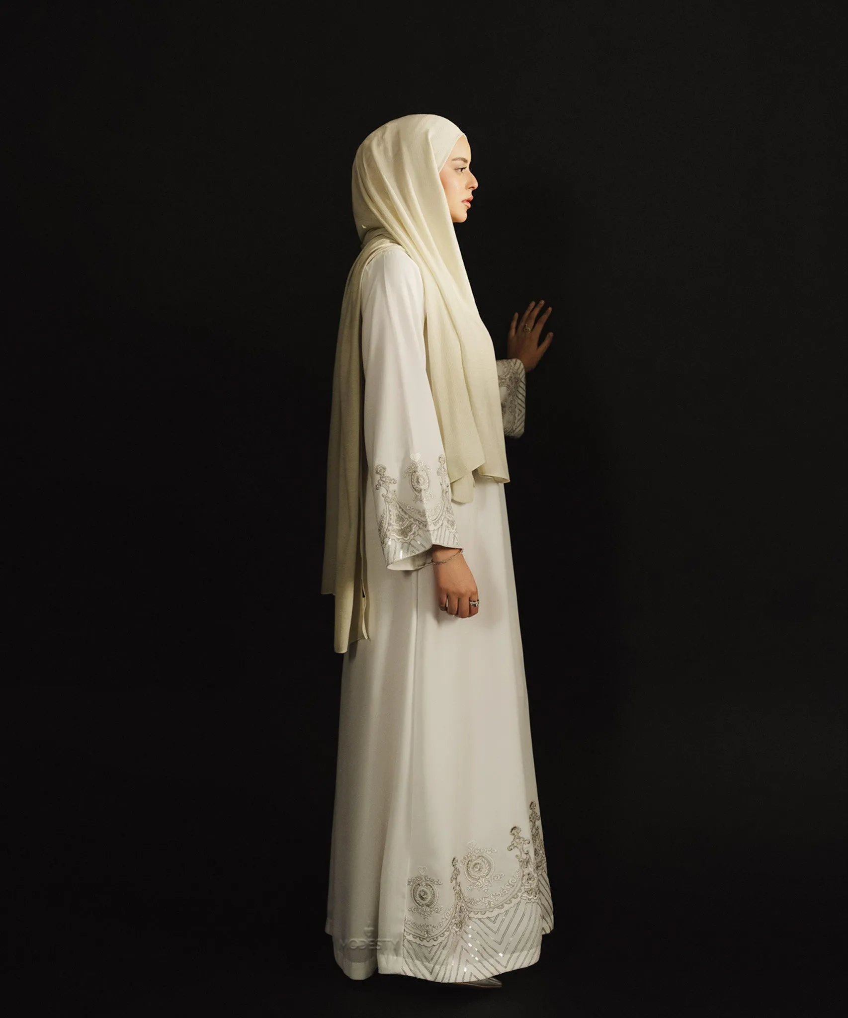 Evara White A-line Dress