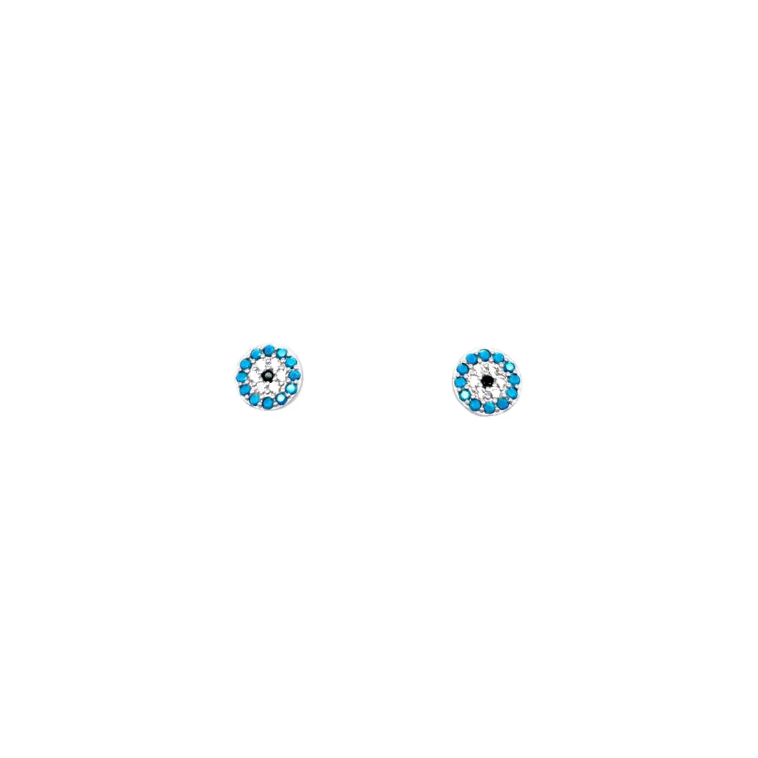 Evil Eye Stud Earrings with Cubic Zirconia in Sterling Silver