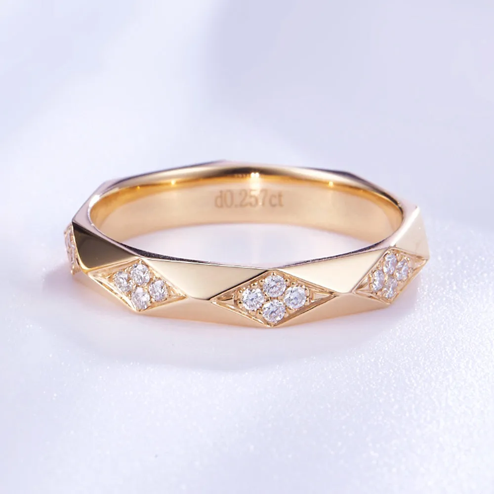Faceted Diamond Couple Wedding Rings