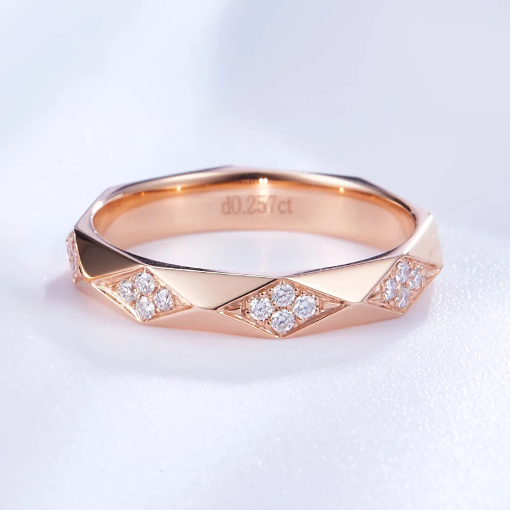 Faceted Diamond Couple Wedding Rings