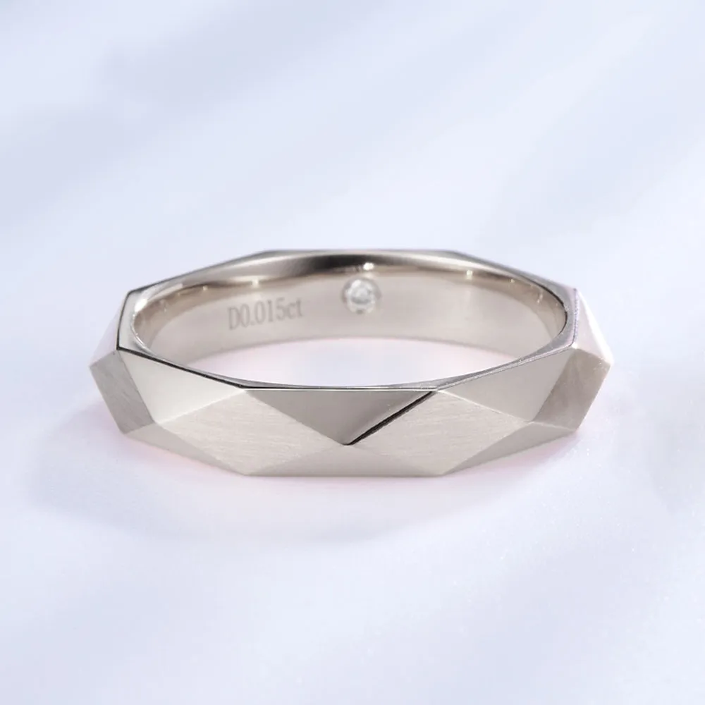 Faceted Diamond Couple Wedding Rings