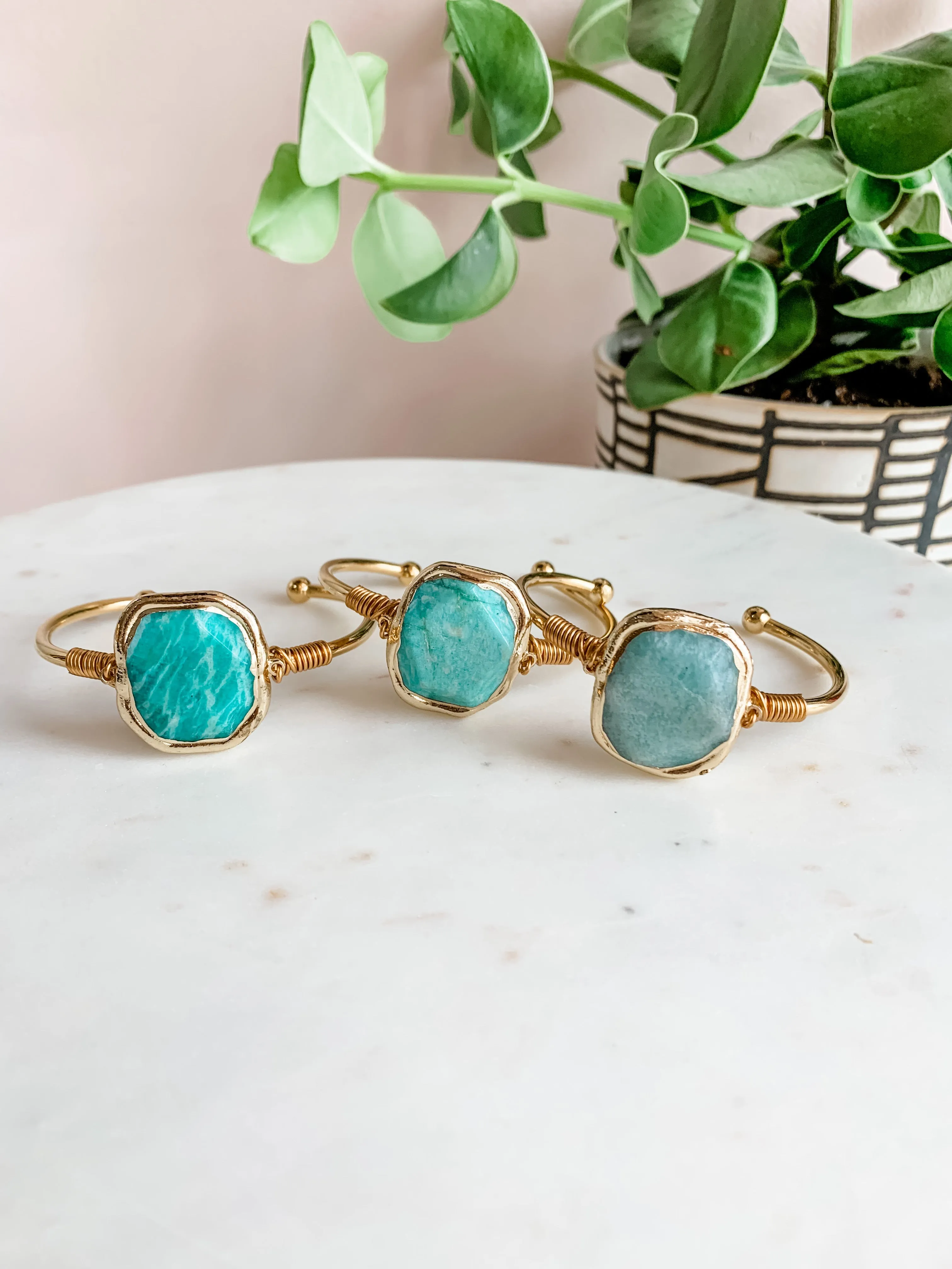 Faceted Gemstone Cuff Bracelet