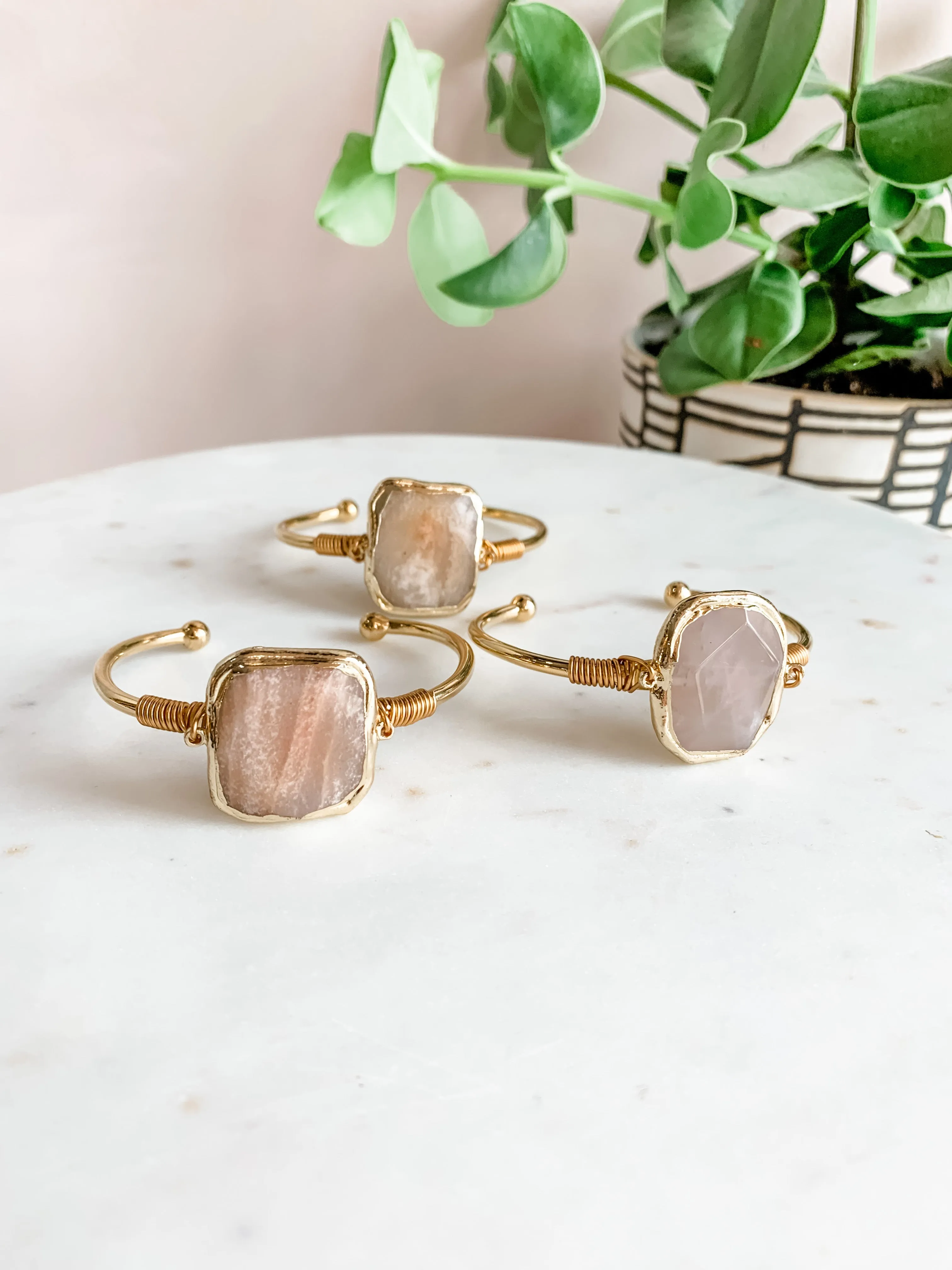 Faceted Gemstone Cuff Bracelet
