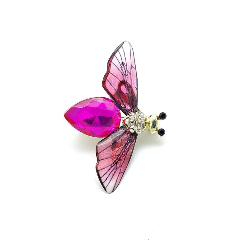 Fashion Green Blue Crystal Bee Brooch With Pin Colorful Wings Rhinestone Insect Brooch Pin for Women Jewelry Gifts