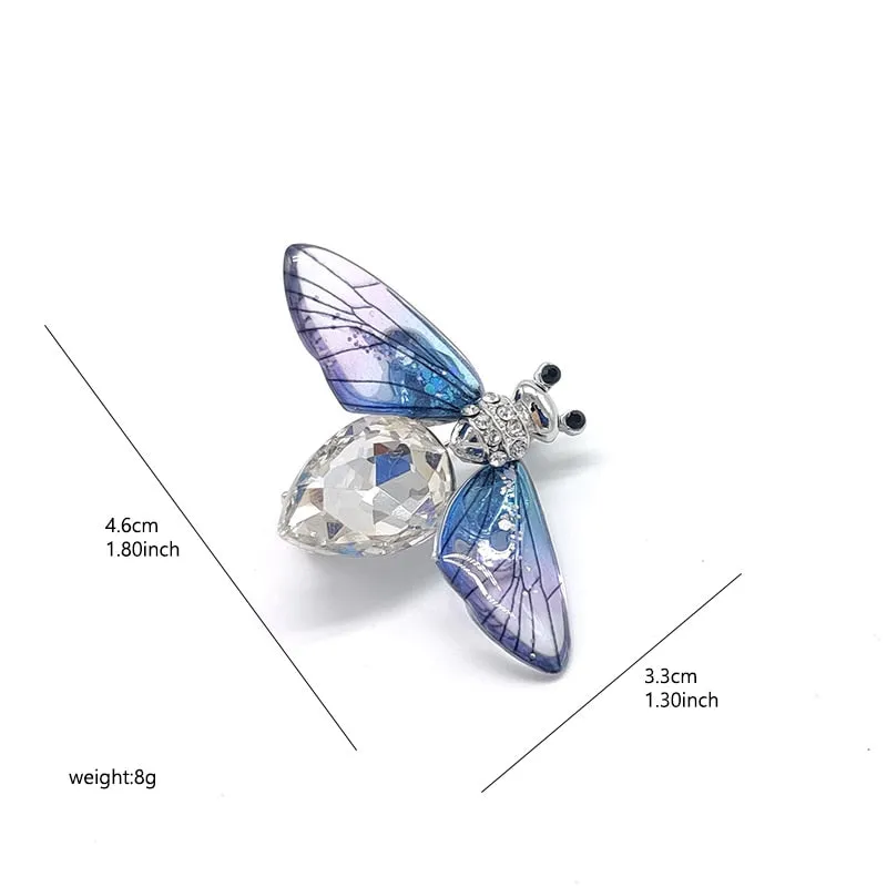 Fashion Green Blue Crystal Bee Brooch With Pin Colorful Wings Rhinestone Insect Brooch Pin for Women Jewelry Gifts