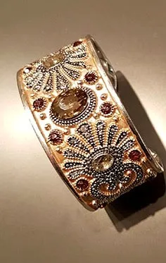 Fashion 'Small Wrist' Bangle w/Crystals in Amber, Green, or Blue Color (see drop-down)