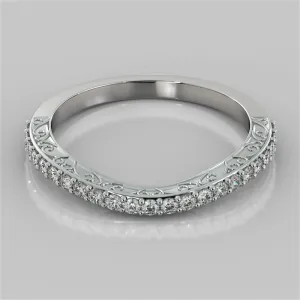 Filigree Style Contoured Wedding Band