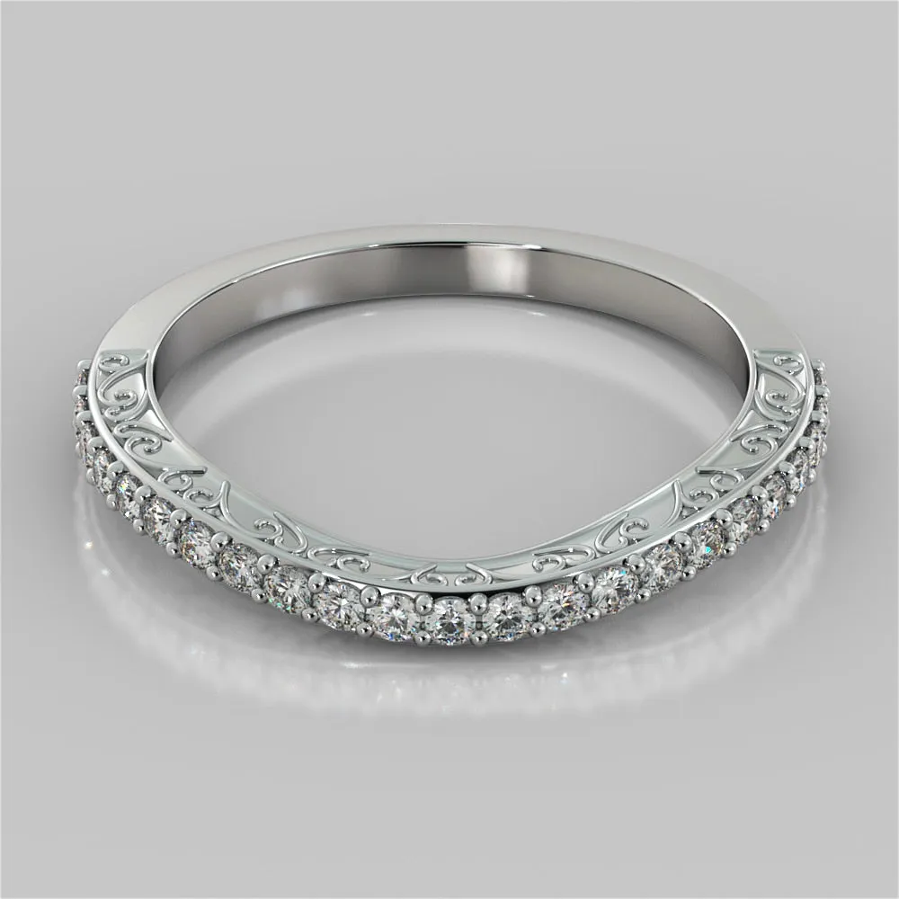 Filigree Style Contoured Wedding Band