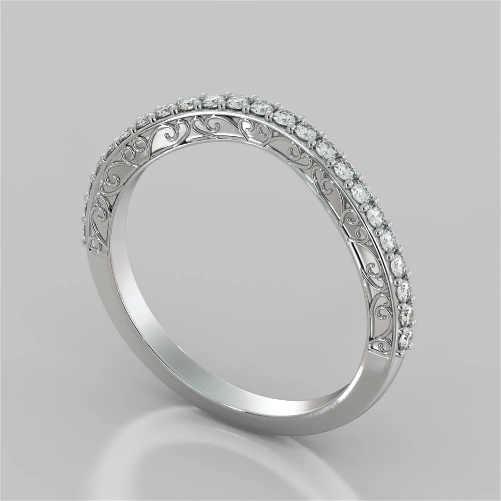Filigree Style Contoured Wedding Band