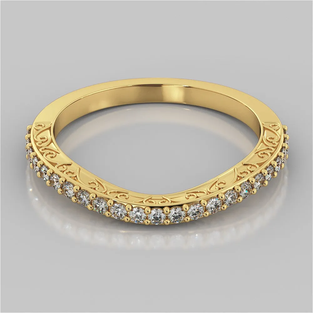 Filigree Style Contoured Wedding Band