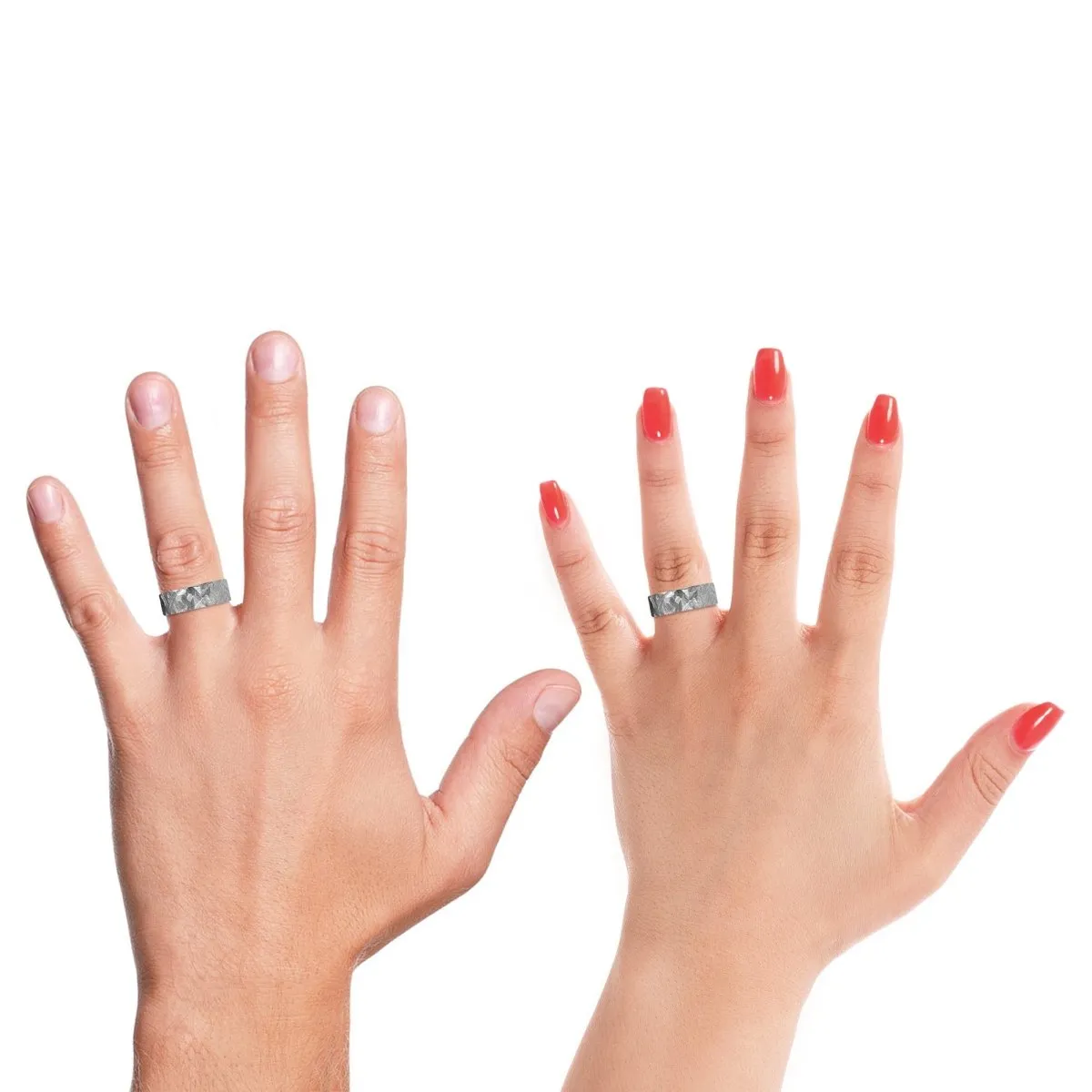FINCH | Gold Ring, Silver Titanium Ring, Hammered, Flat
