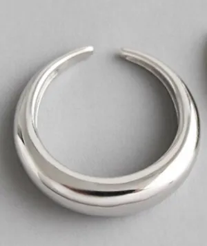 F.I.N.S Sterling Silver Rings for Women Simple Silver Golden Finger Ring Minimalist Open Adjustable Ring Silver 925 Jewelry