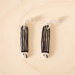 FISHEE EARRINGS - BLACK STRIPE