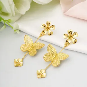 Floral Butterfly Drop Earrings