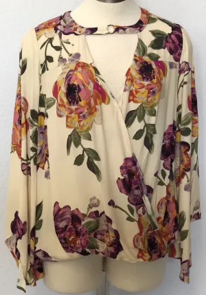 FLORAL CROSS FRONT TOP