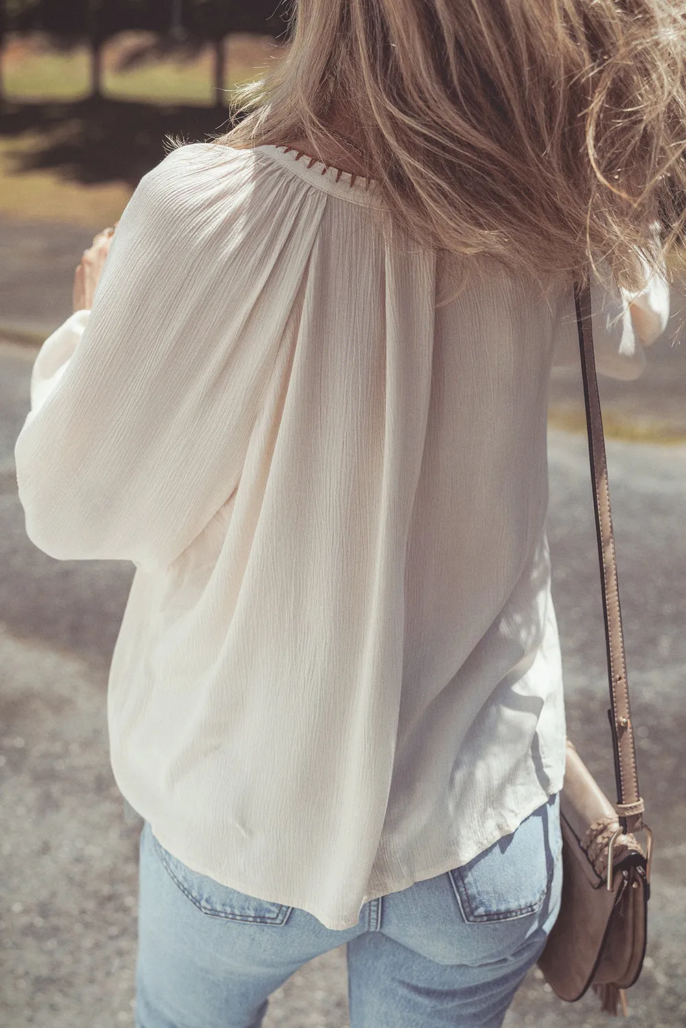 Floral Embroidered Textured Loose Shirt