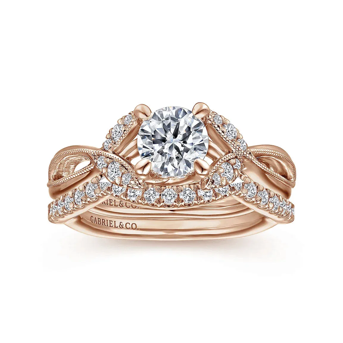 Floral Inspired Twist Round Diamond Engagement Ring Mounting