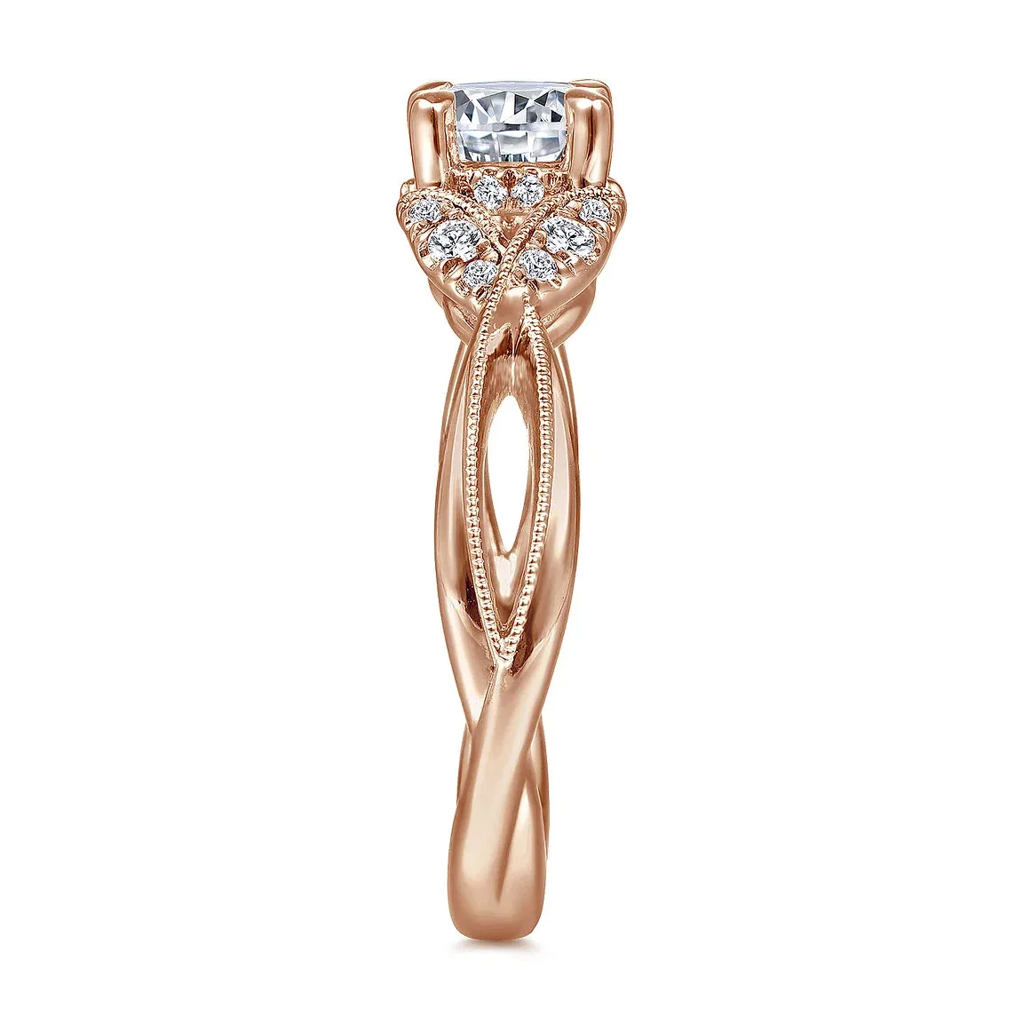 Floral Inspired Twist Round Diamond Engagement Ring Mounting