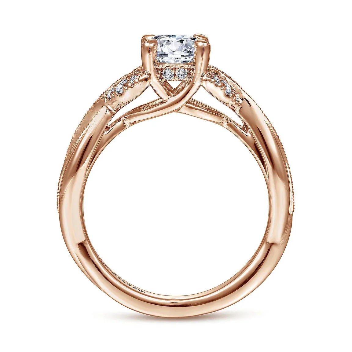 Floral Inspired Twist Round Diamond Engagement Ring Mounting