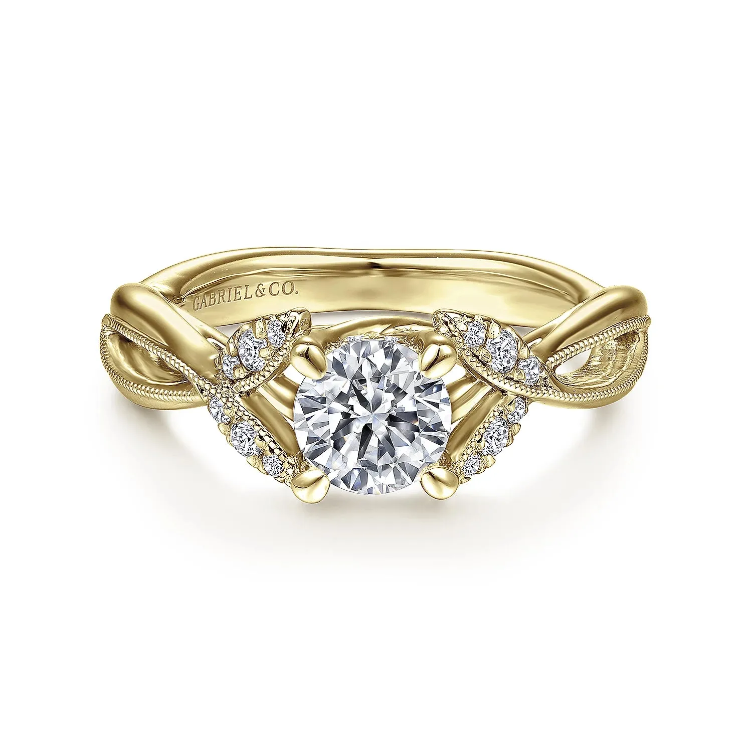 Floral Inspired Twist Round Diamond Engagement Ring Mounting