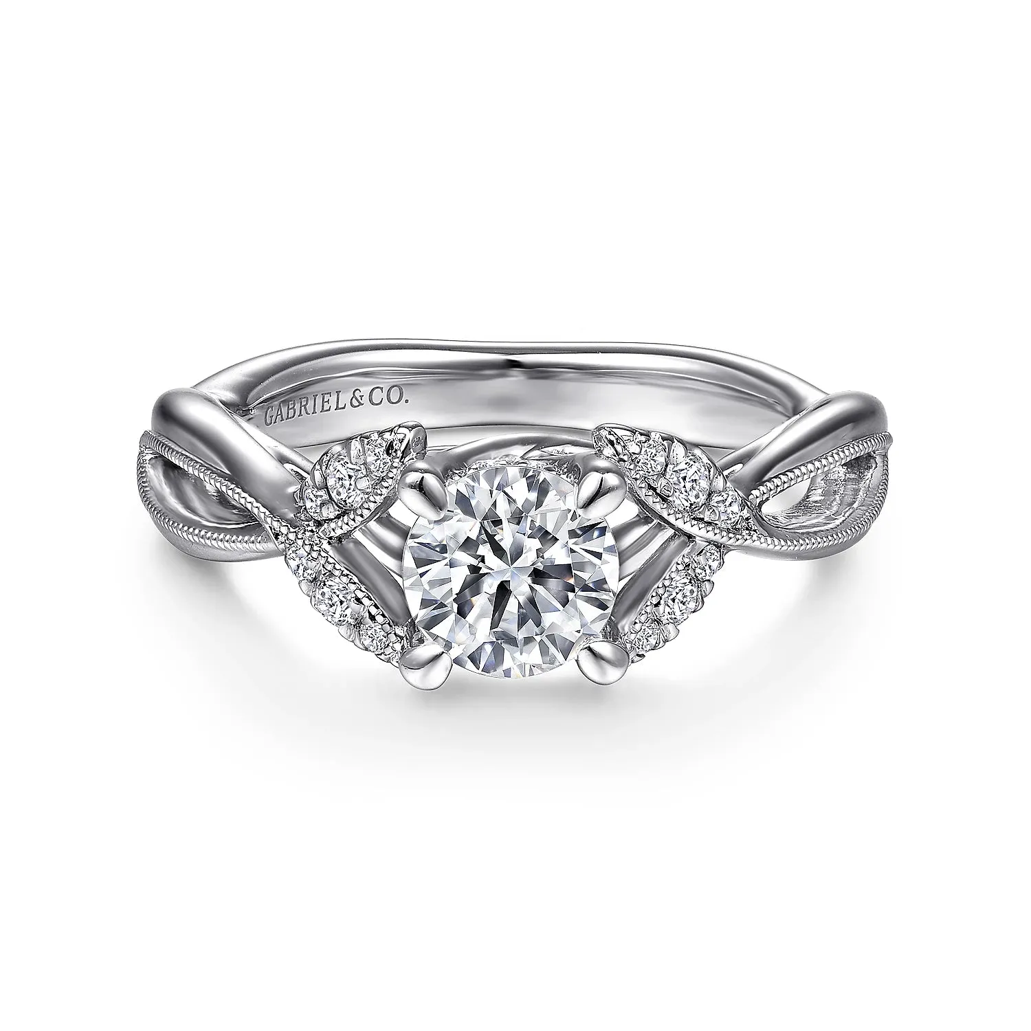 Floral Inspired Twist Round Diamond Engagement Ring Mounting