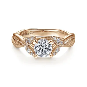 Floral Inspired Twist Round Diamond Engagement Ring Mounting