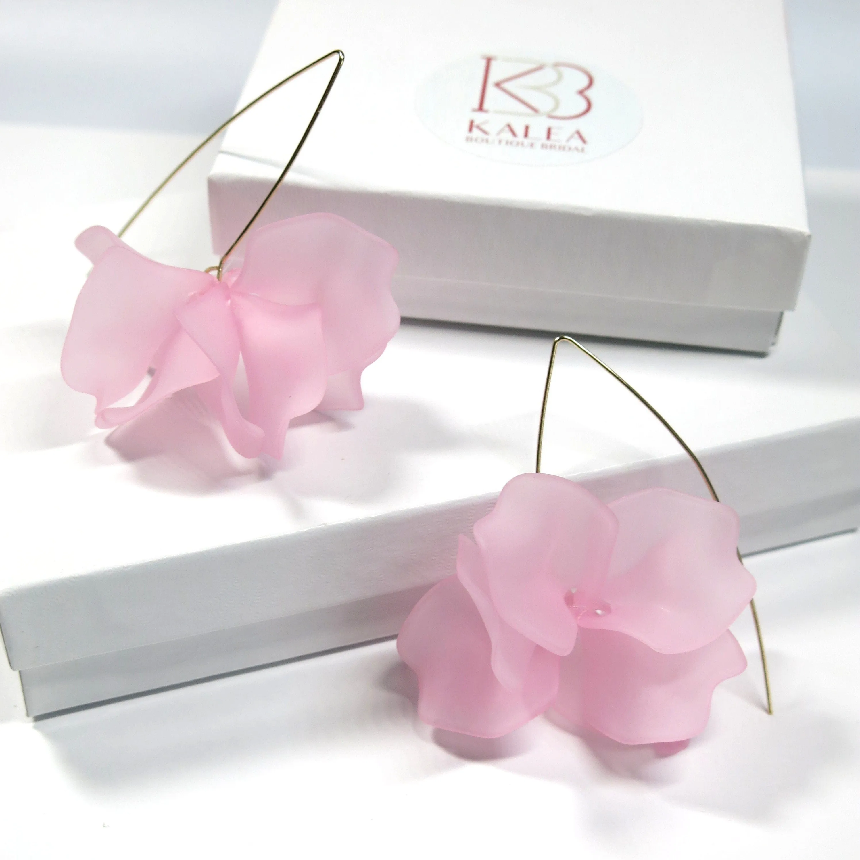 Floral Petal Marquise Hoop Earrings, White Floral Earrings, Wedding Layered Flower Hoops for Brides or Bridesmaids
