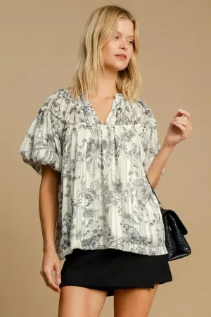 Floral Print Metallic Ruffle Blouse | Chic Everyday Fashion Statement