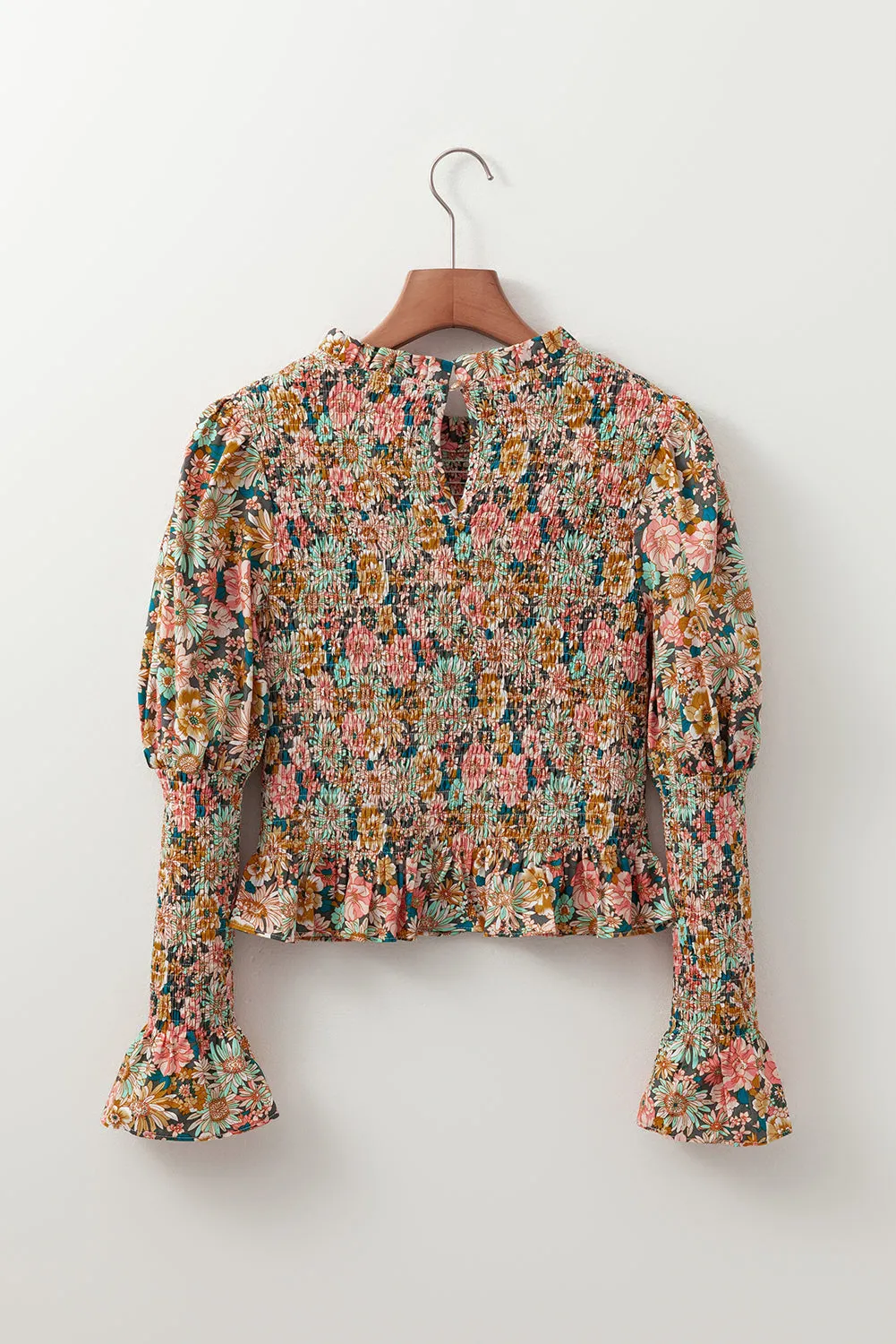 Floral Print Smocked Ruffled Crop Top