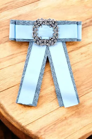 FLORAL RHINESTONE VINE ORNATE RIBBON BROOCH