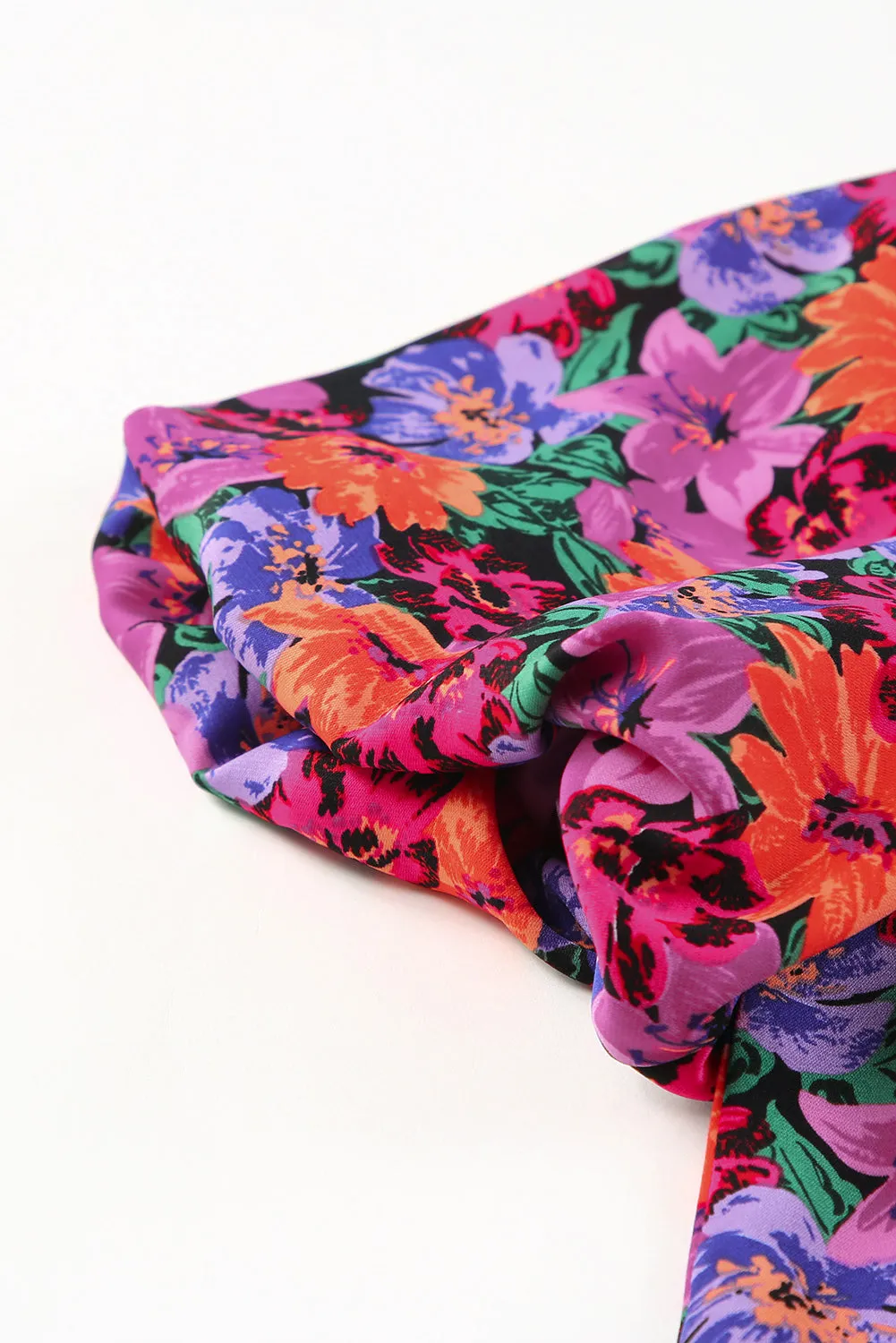 Floral Round Neck Puff Sleeve Blouse