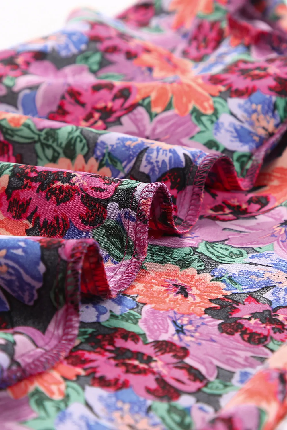 Floral Round Neck Puff Sleeve Blouse