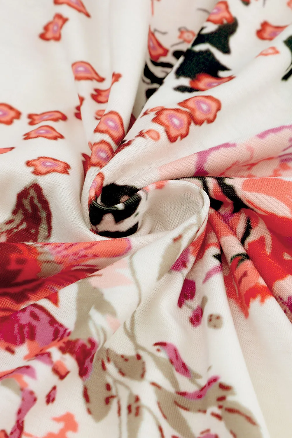 Floral Short Sleeve Round Neck Blouse