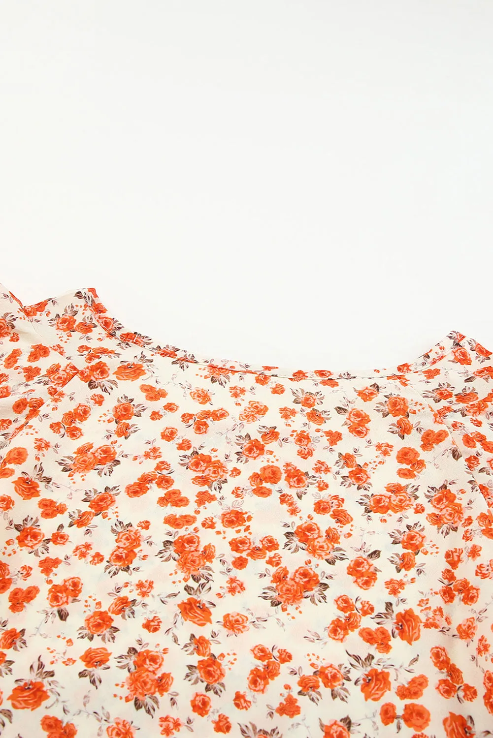 Floral Tiered Flutter Sleeve Blouse