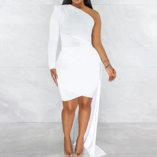 Florie Slinky Bodycon Mini Dress With Side Drape