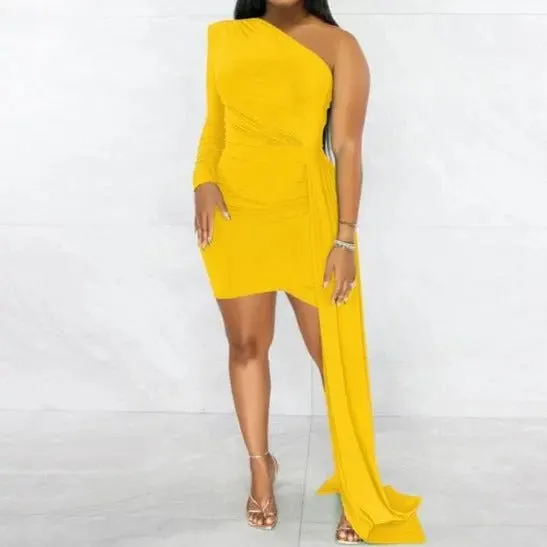 Florie Slinky Bodycon Mini Dress With Side Drape