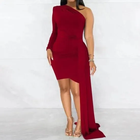 Florie Slinky Bodycon Mini Dress With Side Drape