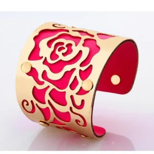 Flower Engraved Cuff Bangles