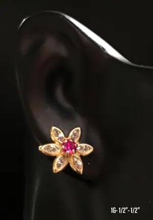 Flower stud earrings 10K solid gold
