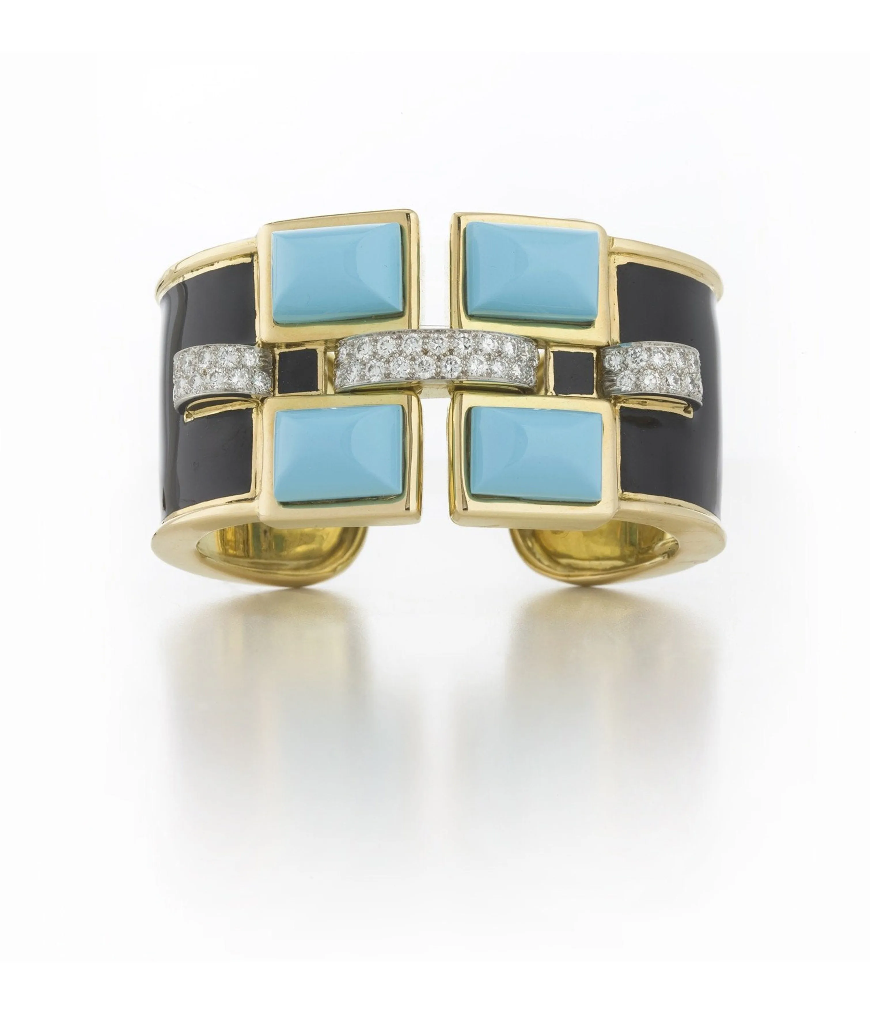 Four Stone Bastille Cuff, Turquoise, Black Enamel